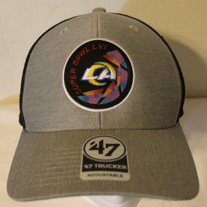 Los Angeles Rams Superbowl LVI Grey and Black Aperture Trucker Adjustable Hat
